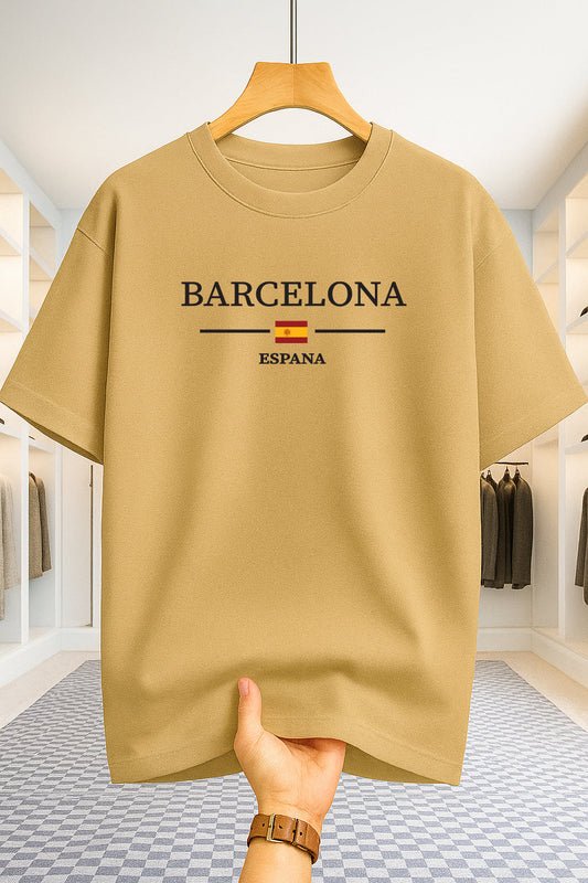 Drop Shoulder T-shirt - Barcelona - Beige