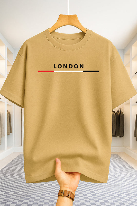 Drop Shoulder T-shirt - London Stripe- Beige