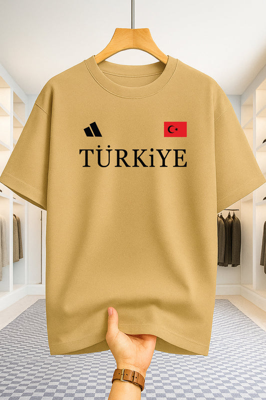 Drop Shoulder T-shirt - Turkiye - Beige