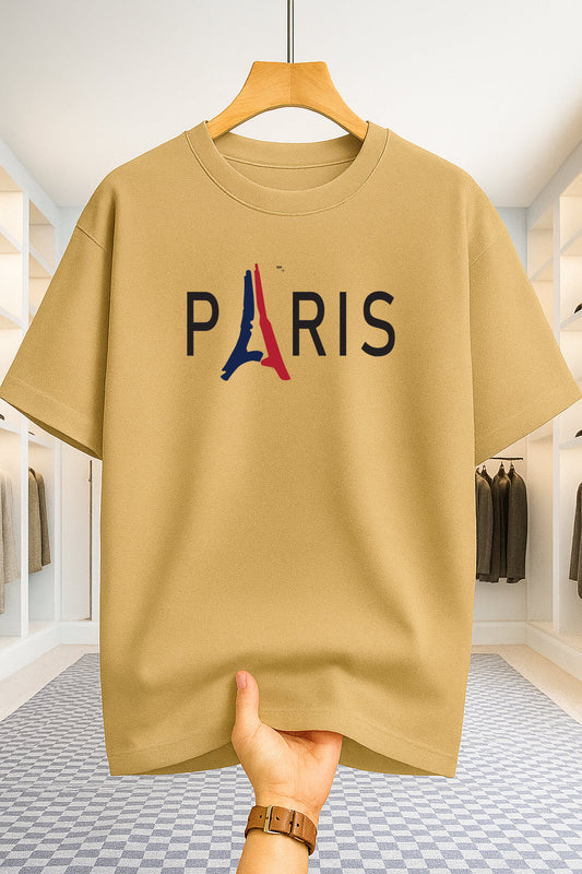 Drop Shoulder T-shirt - Paris 2 - Beige