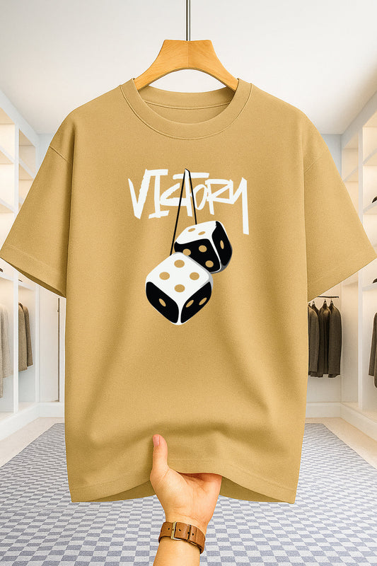 Drop Shoulder T-shirt - Victory - Beige