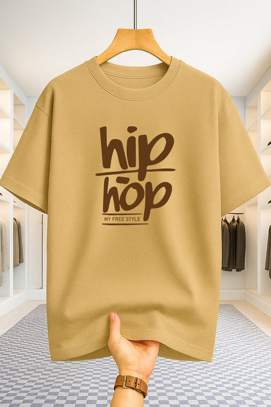 Drop Shoulder T-shirt - HipHop - Beige