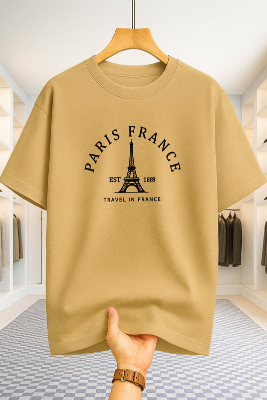 Drop Shoulder T-shirt - Paris 1889 - Beige