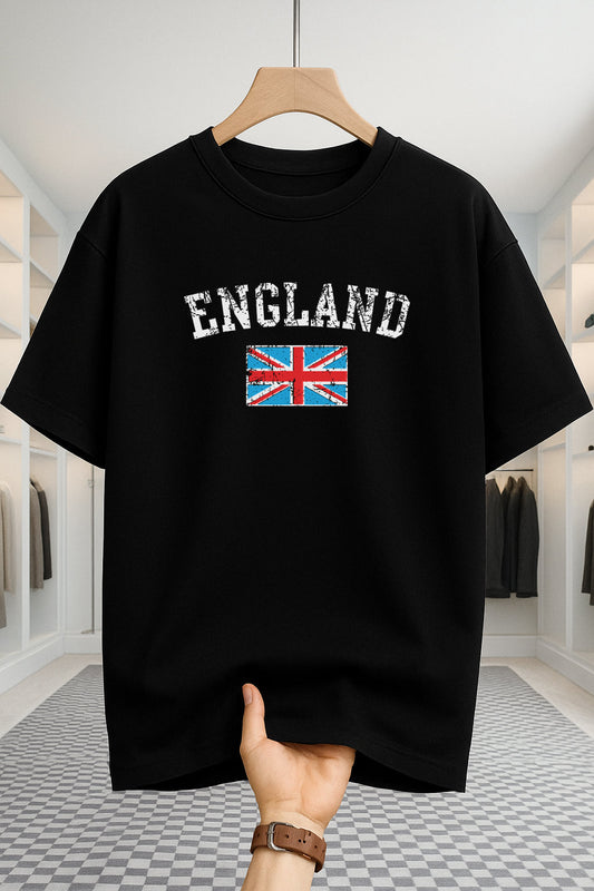 Drop Shoulder T-shirt - England - Black