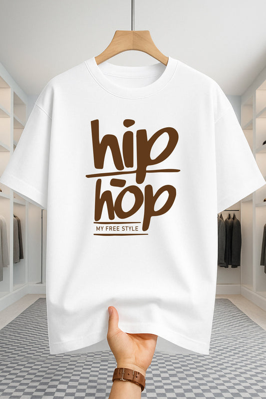 Drop Shoulder T-shirt - HipHop - White