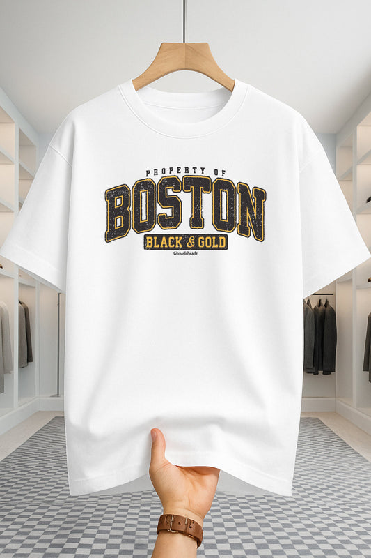 Drop Shoulder T-shirt - Boston - White