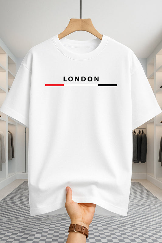 Drop Shoulder T-shirt - London Stripe- White