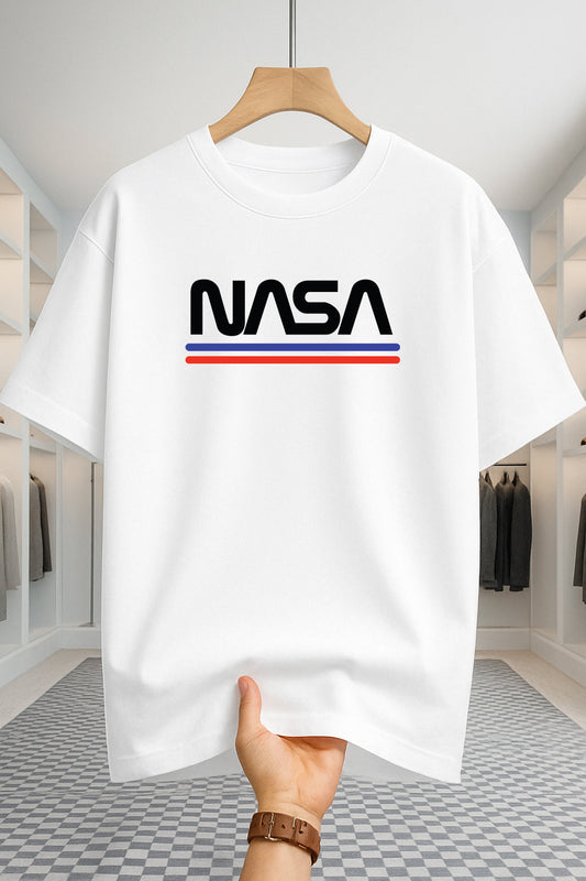 Drop Shoulder T-shirt - Nasa - White