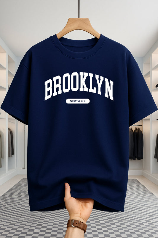 Drop Shoulder T-shirt - Brooklyn - Navy Blue
