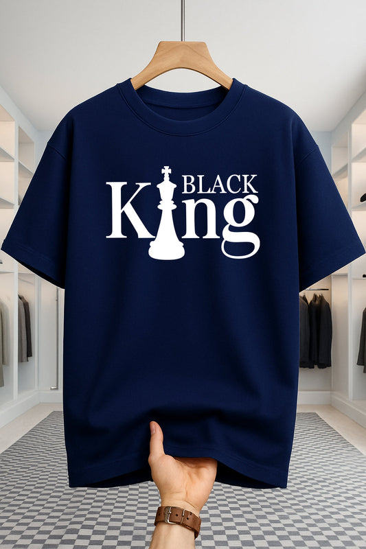 Drop Shoulder T-shirt - Black King - Navy Blue