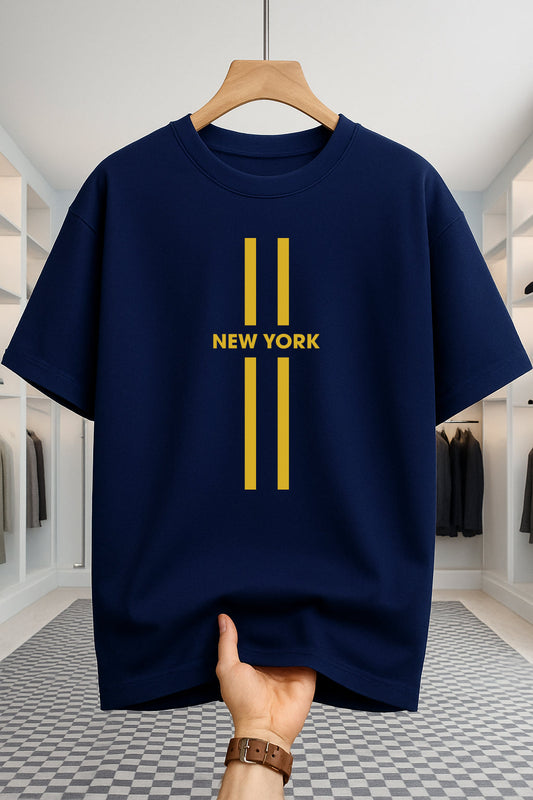 Drop Shoulder T-shirt - NewYork - Navy Blue