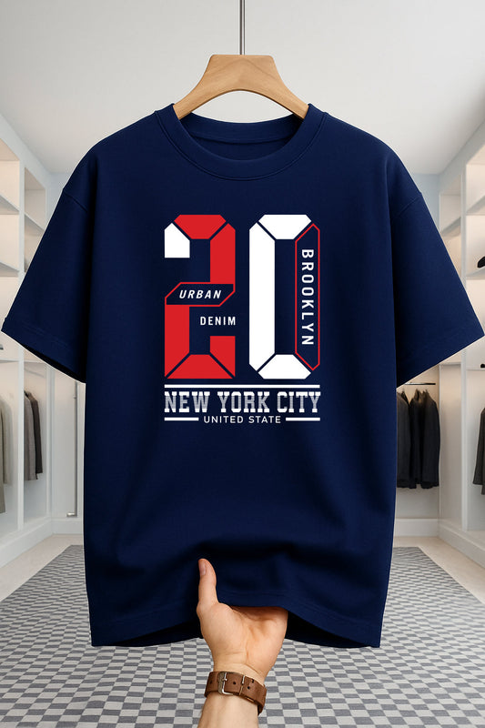 Drop Shoulder T-shirt - 20 - Navy Blue