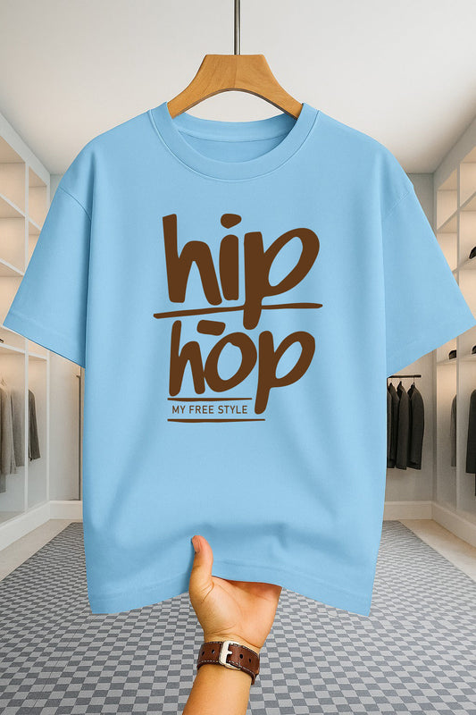 Drop Shoulder T-shirt - HipHop - Sky Blue