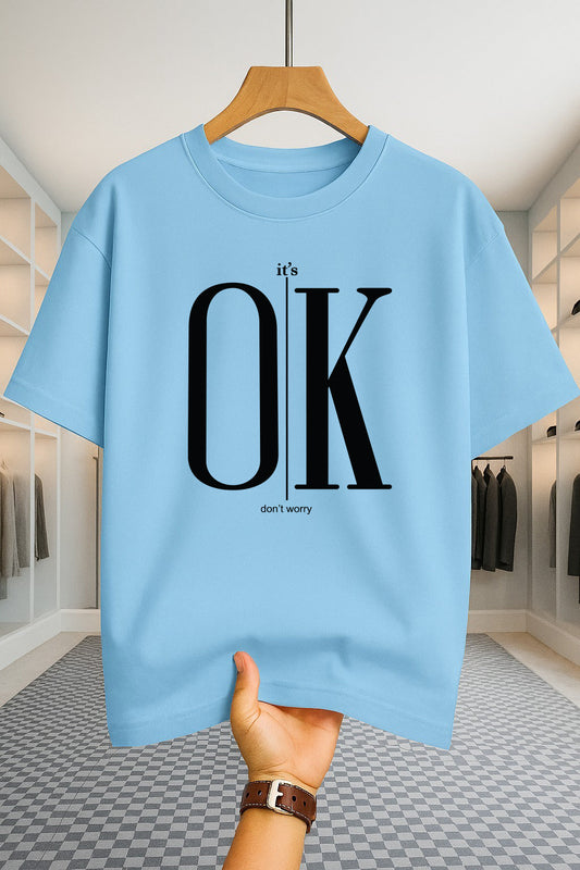 Drop Shoulder T-shirt - OK - Sky Blue