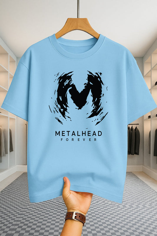 Drop Shoulder T-shirt - Metalhead - Sky Blue